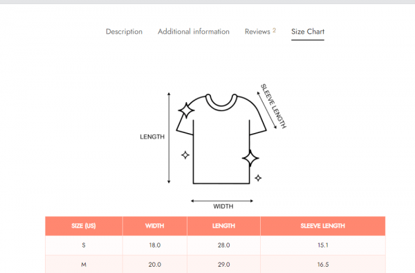 WooCommerce Product Size Chart